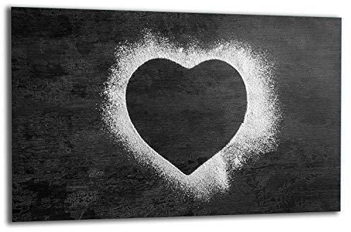 TMK | Herdabdeckplatte 80x52 cm 1-teilig Ceranfeldabdeckung Induktion Herdschutz Spritzschutz Glasplatte Deko Schneidebrett, Herz
