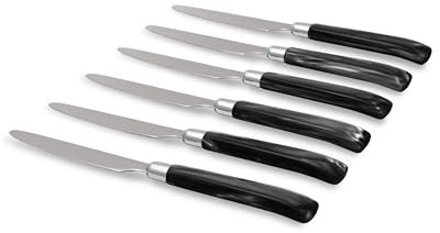 Rivadossi Sandro 7706COT11 Set di Coltelli da Tavola, 6 Pezzi-Giada-100% Made in Italy, Artigianalità e Design, Acciaio Inox 18/10, Nero