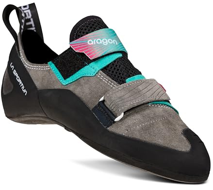La Sportiva Womens Aragon Rock Climbing Shoes, Clay/Hibiscus, 7.5