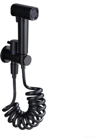 UrbanHui Pulvérisateur de bidet mural double mode avec angles de pulvérisation réglables, pulvérisateur de toilette portatif en laiton avec pression d'eau améliorée (noir)