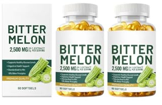 Bitter melonextrakt 25:1, 2500mg per portion, 60 veganer - standardiserat till 10% bittra principer, icke-GMO,2PCS