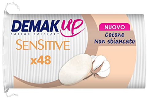 Demak'Up Sensitive Ovales Cotons à Démaquiller - Visage et Yeux - 100% Fibres de Coton Naturelles - 48 Cotons