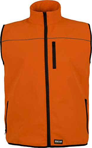 WORKTEAM Chaleco Softshell de Alta Visibilidad, Cortavientos, Repelente al Agua, Resistente al Desgarro, Transpirable y Térmico. Unisex Naranja Flúor XL