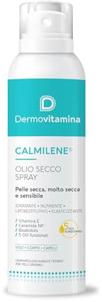 Calmilene Olio Secco Spray 200 ml - Spray con olio corpo e viso - Per la pelle sensibili e dermatiti - 5 Olii funzionali - Ricchi di Omega 3, Omega 6, - Ceramide e Vitamina E - Dermovitamina