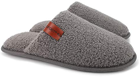 ofoot Zapatillas de Estar por casa Hombre,Pantuflas Interior Acogedor Vellóns Difusos Suaves de Espuma Viscoelástica Cálidas Suela de Goma(41/42 EU,Gris