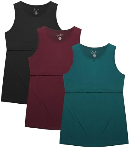Sosolism Dam Amnings- och sömntankéer för amning, 3-pack, Svart/rött/grönt, S