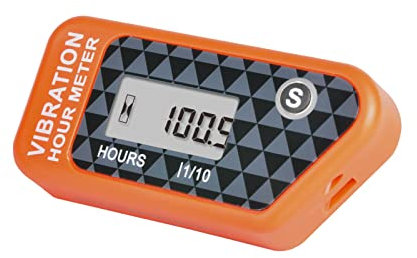 Yooreal Compteur horaire sans fil alimenté par batterie, jauge de détection de vibration pour tracteur de pelouse, chariot de golf, tronçonneuse, déchiqueteuse à bois, fendeuse de bûches (Orange)