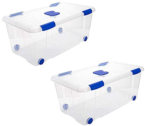 Acan Tradineur – Confezione da 2 Scatole di Conservazione – Realizzato in plastica – Contenitore per riporre Giocattoli, Libri, Vestiti, Coperte – N.º 7 – 30 x 73 x 41 cm – 61 L