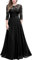 MIUSOL Women's Retro Floral Lace 3/4 Sleeve Wedding Bridesmaid Maxi Dress (X-Large, Black)