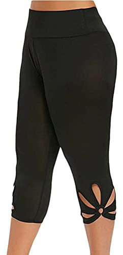 ORANDESIGNE Pantalon Capri Femme été Pantalon Stretch en Dentelle Maigre Taille Haute 3/4 Longueur Leggings Capri Leggings Courts Collants Souples Pantalons Décontractés évidés