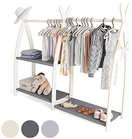 MAMOI® Perchero infantil de pie 95x106x32cm / 53x95x32cm | Colgador ropa niños Colgadores infantiles | Perchero para habitación bebés | Burro madera Perchero Infantil | 100% ECO | Hecho en la UE