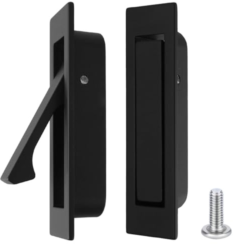 Amaxiu Poignée De Tirage De Porte Escamotable, Poignée De Tiroir Cachée, Poignées De Porte Coulissante, Quincaillerie De Porte Encastrée Pour Porte De Placard, Porte De Grange(noir)