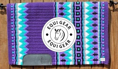 EQUIGEAR Horse Western Ranch Sottosella/Coperta da sella Western in lana neozelandese con imbottitura in lana con sensore Flex (personalizzazione disponibile) AQ29 (34 x 32)