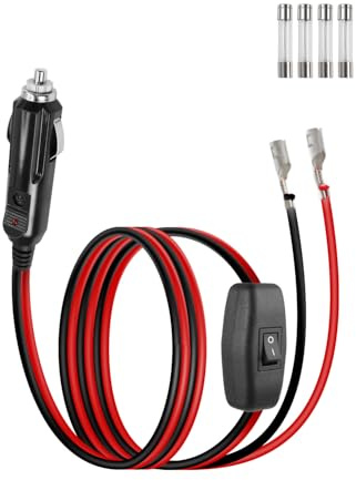 RIIEYOCA 12 V 24 V, spina maschio per accendisigari con cavi di prolunga, 16 AWG, cavo di alimentazione resistente da 15 A per auto, sostitutivo, con interruttore on/off per auto, barche (1 m/3,3