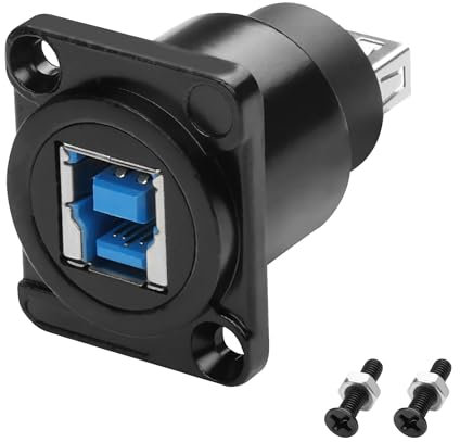 MEIRIYFA D-Type USB 3.0 Type B Panel Amount to USB Type A Adapter Connector, USB3.0 AF/BF Adapter Type A Female to USB B Print Female Extender Convertor- 5Gbps for PC Scanner Fax Machine