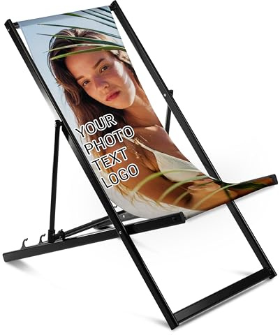 Ferocity Aluminium Liegestuhl Stuhl ohne Armlehne One Size Klappbar Klappliegestuhl Sonnenliege Gartenliegestuhl mit Wechselbezug Motiv Dein Photo Text [119]