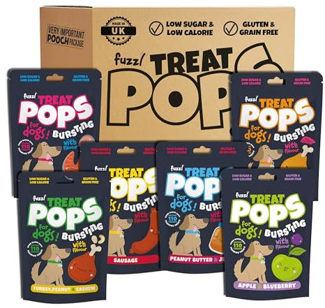 Fuzzl Treat Pops Natural Dog Treats Variety Pack 6 x 100g - Soft Baked Grain Free Dog Chews Biscuits - Training Treat for Small, Medium and Large Dogs