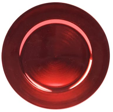 Dekoteller 33cm Kunststoff glänzend - festliche Platzteller als für verschiedene Anlässe - Tischdeko Unterteller für Hochzeit Jubiläum Weihnachten - Weihnachtsteller Weihnachtsdeko - Rot metallic