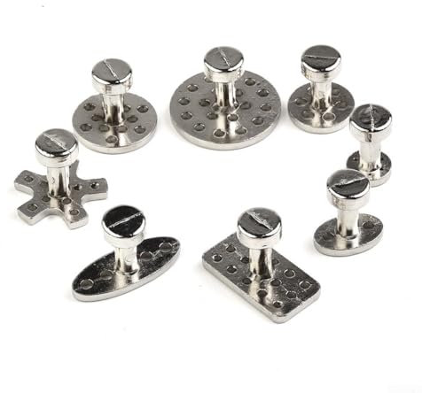 Besttoolifes Kit de pestañas de extracción de pegamento de aluminio, 8 tamaños, juego de herramientas de reparación de abolladuras de coche, restauración de carrocería, kit de extracción de ventosa