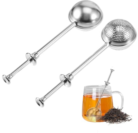 KWJEIULSOQ 2 Stück Teesieb für Losen Tee,Teaballs mit Teleskopgriff,304 Edelstahl Teeei Teezange für Mehl,Losen Tee,Gewürze, Kakaopulver,Zucker