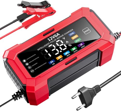 Chargeur de batterie automobile | Chargeur de batterie automatique intelligent pour voiture 12 V | Protection contre les surcharges Accessoires pour véhicule moto camion entretien quotidien