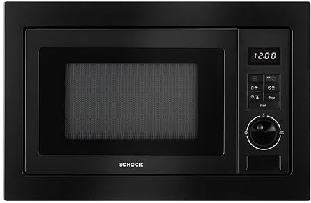 SCHOCK | Forno a Microonde da Incasso SMI253BK, Digitale, 5 funzioni, 6 Livelli Potenza, Potenza 900W, Grill 1000W, Funzione Scongelamento, Griglia per Gratinare, Cavità Forno Extra Large, Inox Nero