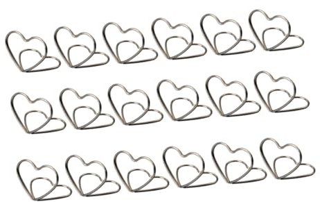 ROMISBABA 20 Pezzi Portacarte da Tavolo in Metallo Argento a Forma di Cuore Doppio Strato Elegante Clip Porta Memo per Matrimoni Compleanni e Lauree