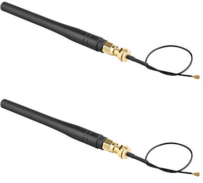 Jopto Lot de 2 antennes 433 MHz 3DBI Hotspot omnidirectionnel WiFi Droit RP-SMA Femelle avec U.FL vers RP-SMA mâle 3G 4G WiFi Module coaxial Pigtail 15 cm RF 1.13 antenne WiFi