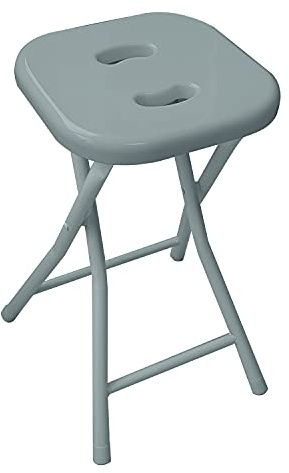GEDY Klappbarer Badezimmerhocker, Maße und Gewicht: 46,5 x 26 x 28 cm & 1,156 kg, Klapphocker aus Metall und Harz, graues Finish, Design R&S Gedy, 2 Jahre Garantie