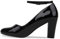 Bismaa Womens Unisex Buckle Ankle Strap Mid Block Heel Shoes Plus Size 9 10 11 12 (Black Patent, Numeric_12)