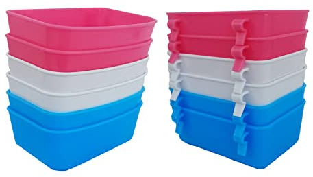 AMZSYLV Lot de 6 mangeoires pour lapin, poulet, cochon d'Inde, bol à eau, bol à suspendre, bol à friandises, abreuvoir pour pigeon, colombe, chiot, chat, oiseau, baignoire, hamster
