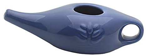 Oewnvmd Olla Neti de CeráMica de 250 Ml para Limpieza de Nariz, Duradera, una Prueba de Fugas, para Enjuague Nasal, Lavado de Nariz, Hombres y Mujeres, Azul