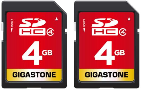 GIGASTONE Paquete de 2 Tarjetas SD de 4GB, Tarjeta de Memoria SDHC Clase 4 para Fotos, vídeos, música, Archivos de Voz, cámara DSLR, videocámara DSC, grabadora, reproducción, PC, Mac, POS, 2 Unidades