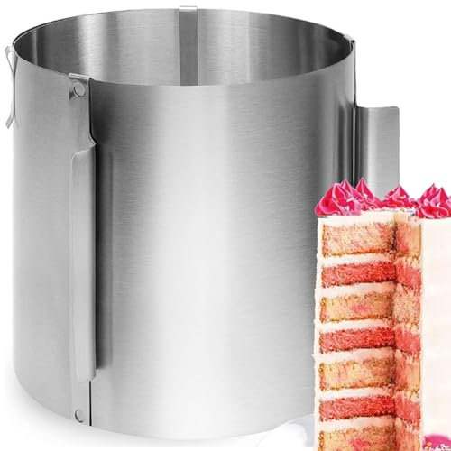 Karkar Tortenring Verstellbar 16-30cm – Tortenring Hoch 20cm Rostfreier Edelstahl, Cake Kreis mit Eingravierter Skala für Torten Deko