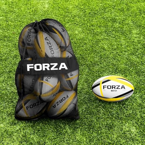 FORZA Rugbybälle [12er-Pack] – Premium-Trainings- und offizielle Spielbälle | Netz-Tragetasche im Lieferumfang enthalten (Club (Blau), 3)