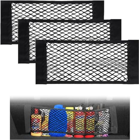 Mauepersu 4 Stück Starke Elastizität Netz Kofferraum Netztasche Auto, 40x25cm Gepäcknetz Erstreckt,Elastischer Rand hält Lasten Fester, Kfz Aufbewahrungsnetz Universal,für universal Auto/SUV aus Nylon
