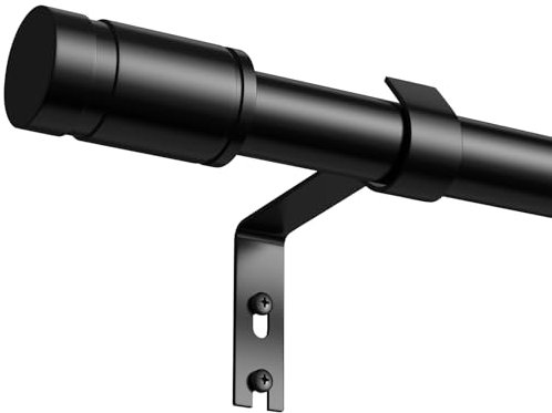 PeSenp Gardinenstange 81-311 cm Schwarz - Vorhangstange Wandmontage 16 mm Durchmesser für Schlafzimmer Wohnzimmer Küche