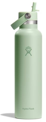 Hydro Flask Water Bottle - Insulated Stainless Steel - Straw Lid, Non Spill, Leakproof 24 Oz Aloe Green