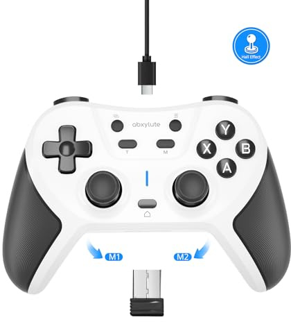 abxylute C5P Wireless Gaming Controller for PC/Switch/iOS/Android/PS3/PS4/Steam/MAC, 2.4 GHz Hall Effect Stick & Trigger Turbo-Remappable Back Buttons Rubberized Grip Console Layout Gamepad Vibration