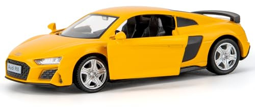 BGHSCA 1/36 Scale Audi R8 Diecast Model Car, Zinc Alloy Pull Back Vehicles Toy Car for Kids Adults Yellow