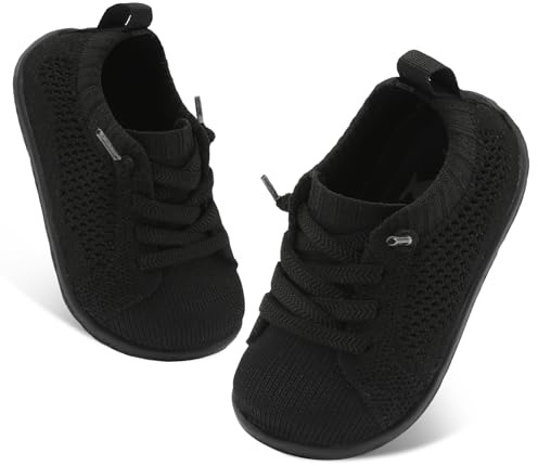 FEETCITY Baby Walking Shoes Boys Girls Slip On Shoes Lightweight Breathable Infant Sock Shoe Barefoot Flexible Black