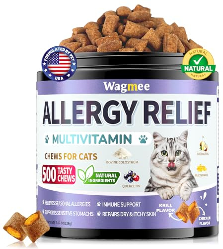 Cat Allergy Relief Chews with Omega 3 & Multivitamins, 500 Crunchy Chews