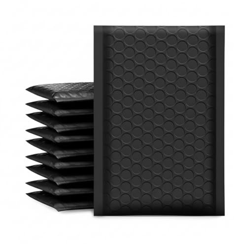 Bubble Mailers 100 Pack, Matt Foil Bubble Mailer Waterproof Self Seal Shipping Gold Silver Black or Pink, Padded Envelopes for Mailing Packaging (Matt Black, 190×230mm)