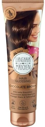 Haartönung Haar Glossing, Glanz-Behandlung mit Aprikosenkernöl und Hyaluron, für Hellbraune bis Dunkelbraune Haare, Silikonfreie Farbtiefenpflege, 6 Haarwäschen von Langhaarmädchen (Schokobraun)