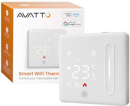 AVATTO Termostato intelligente WiFi per riscaldamento ad acqua, termostato programmabile, compatibile con Alexa, controllo vocale Google Home e telecomando Smart Life