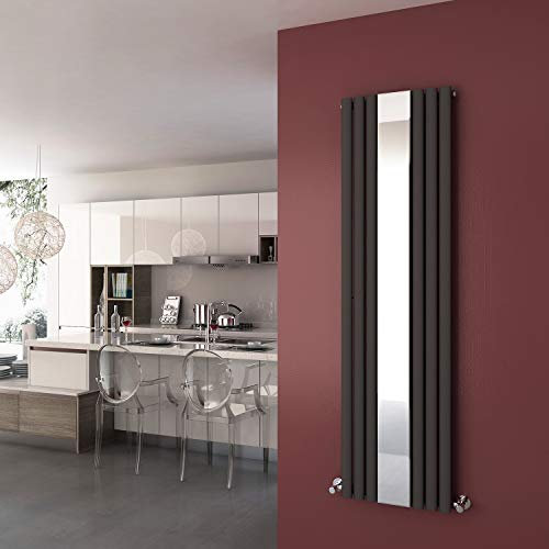 ELEGANT 1800 x 500 mm Vertical Mirror Radiator Designer Oval Column Panel Central Heating Radiators (Anthracite)