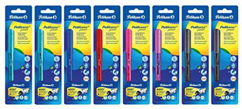 Pelikan 809146 Pelikano-Füller Junior, Feder A (für Anfänger), für Rechtshänder, 6 Farben sortiert (keine Farbauswahl möglich!), 1 Stück