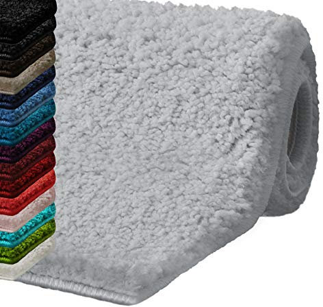 casa pura Badematte weicher, Flauschiger Badezimmerteppich in Shaggy Optik, Badvorleger rutschfest waschbar - Duschvorleger, Teppich Fußmatte für Badezimmer, Dusche 60x100 cm, Silbergrau Sky Soft