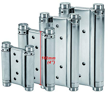 LOOTICH Bisagras de Acero Inoxidable de Doble Acción para Puerta Abatible Bisagra (102mm) de Cierre Automático para Puertas Oscilantes de Mostrador Saloon Café Bar Hasta 16kg (2 PCS)