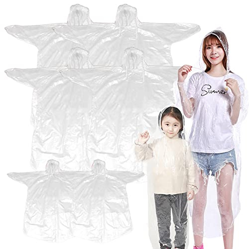 BDSHUNBF 6PCS Poncho Pluie, Poncho de Pluie Jetable, Ponchos de Pluie Jetables Imperméables avec Capuche pour GarçOns Filles Festivals, Concerts Homme Femme
